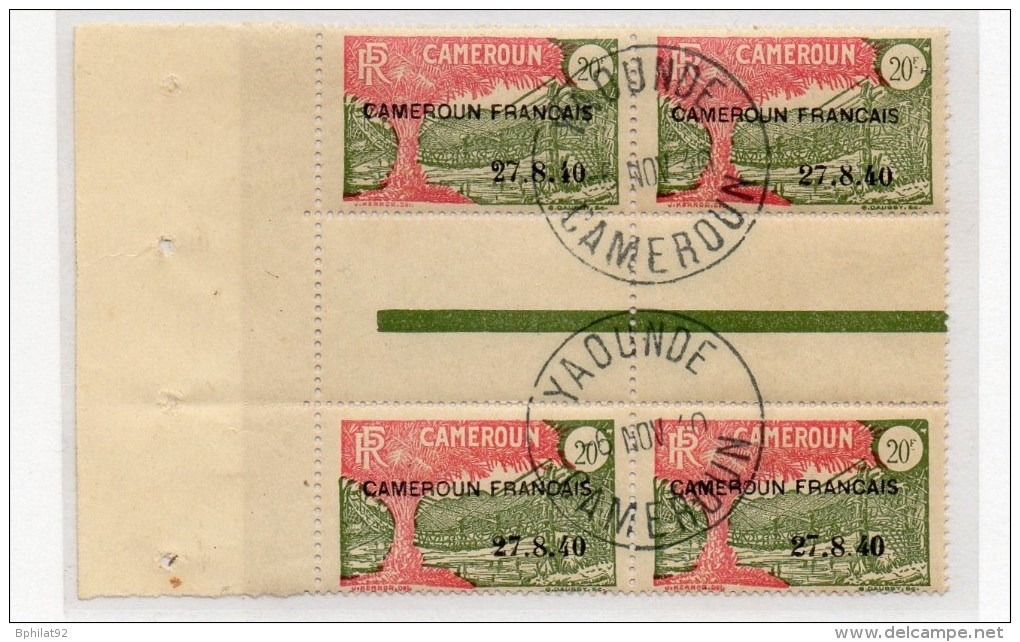!!! CAMEROUN : BLOC DE 4 DU N°205 OBLIT YAOUNDE 6 NOVEMBRE 1940 - Gebruikt