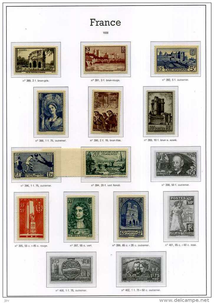 ENSEMBLE DE TIMBRES DE 1938 à 1959. NEUFS SANS CHARNIERES. - Collections