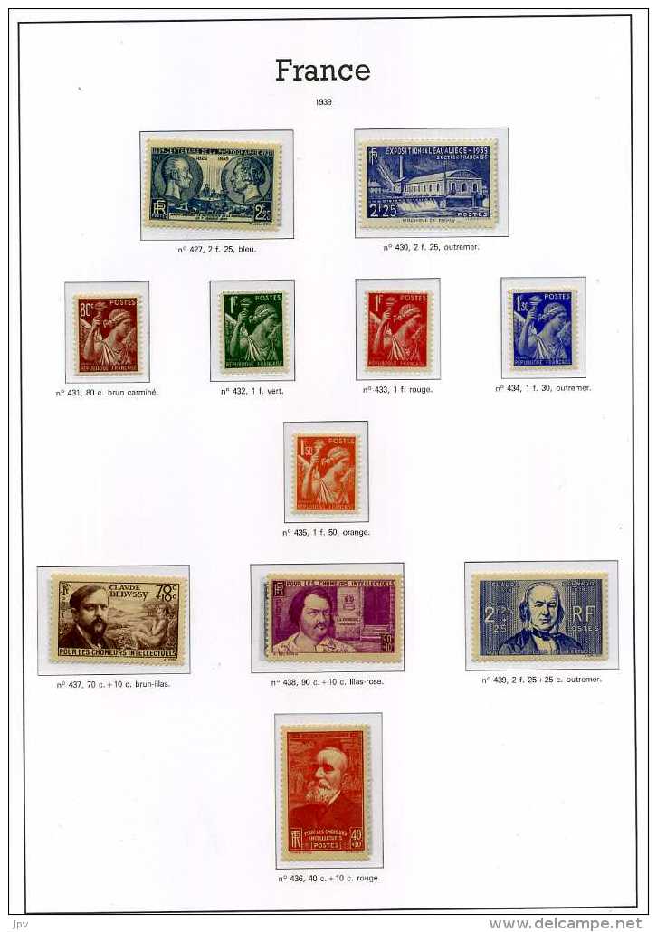 ENSEMBLE DE TIMBRES DE 1938 à 1959. NEUFS SANS CHARNIERES.