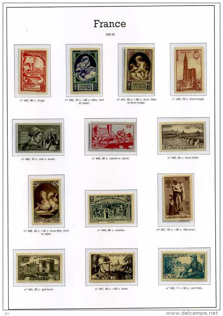 ENSEMBLE DE TIMBRES DE 1938 à 1959. NEUFS SANS CHARNIERES.