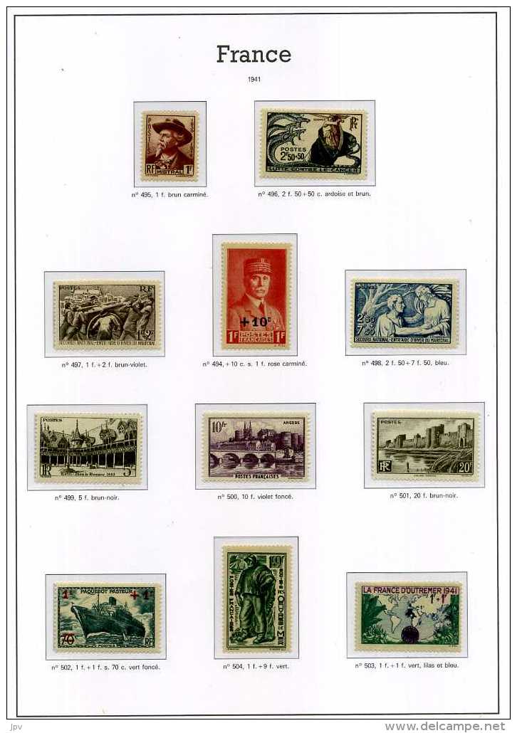 ENSEMBLE DE TIMBRES DE 1938 à 1959. NEUFS SANS CHARNIERES.