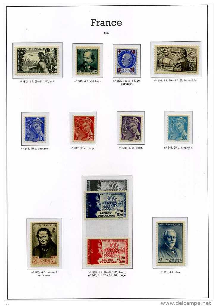 ENSEMBLE DE TIMBRES DE 1938 à 1959. NEUFS SANS CHARNIERES.