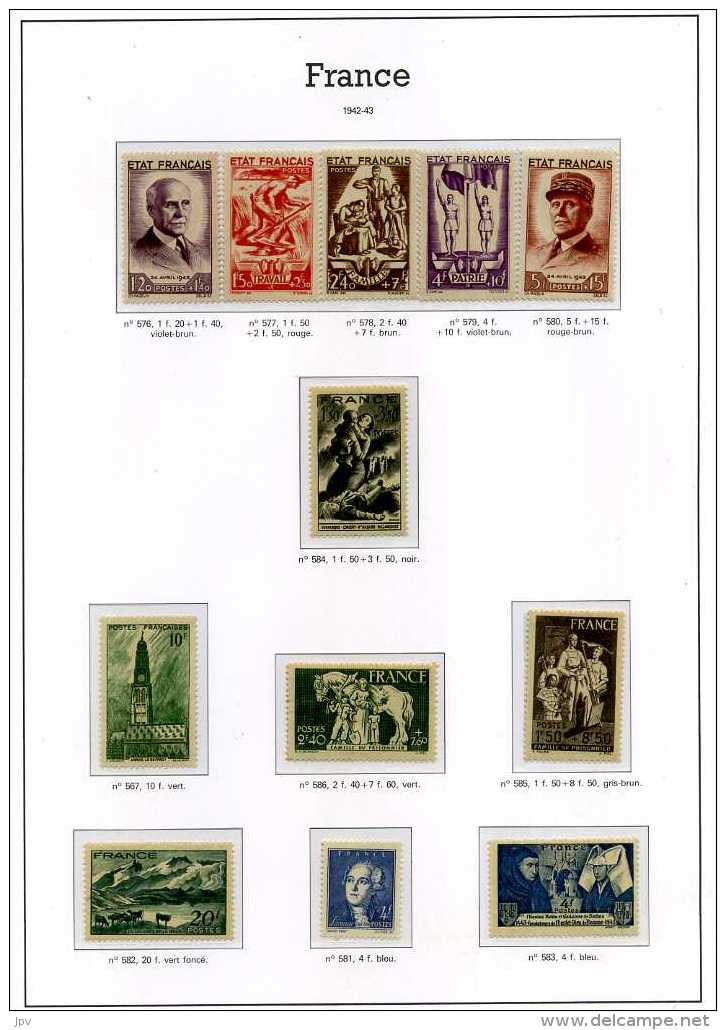 ENSEMBLE DE TIMBRES DE 1938 à 1959. NEUFS SANS CHARNIERES.