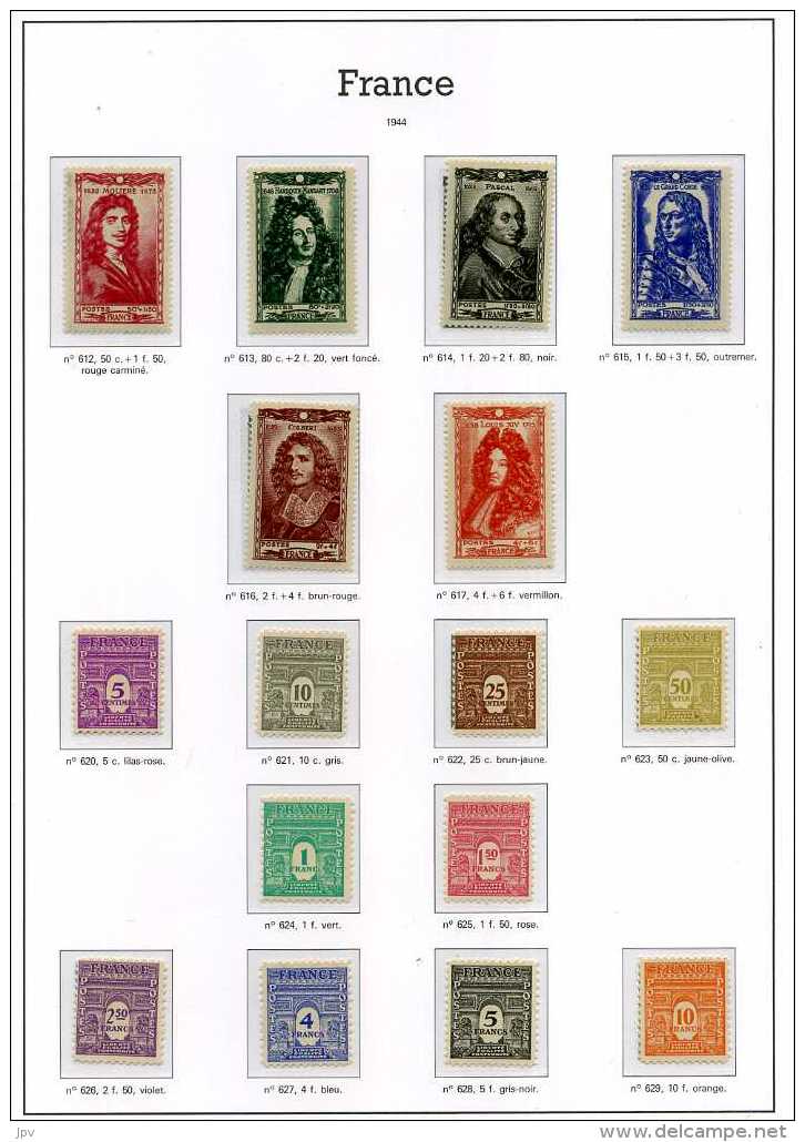 ENSEMBLE DE TIMBRES DE 1938 à 1959. NEUFS SANS CHARNIERES.