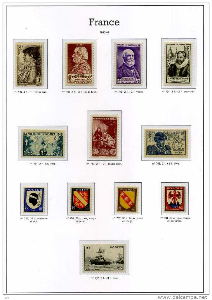 ENSEMBLE DE TIMBRES DE 1938 à 1959. NEUFS SANS CHARNIERES.