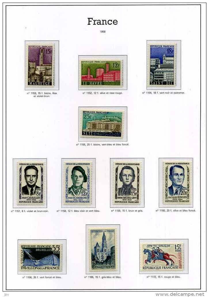 ENSEMBLE DE TIMBRES DE 1938 à 1959. NEUFS SANS CHARNIERES.