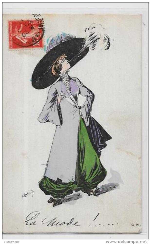 CPA Roberty Femme Mode Chapeau Toilette Art Nouveau Woman Girl érotisme Circulé CM 32 - Robert