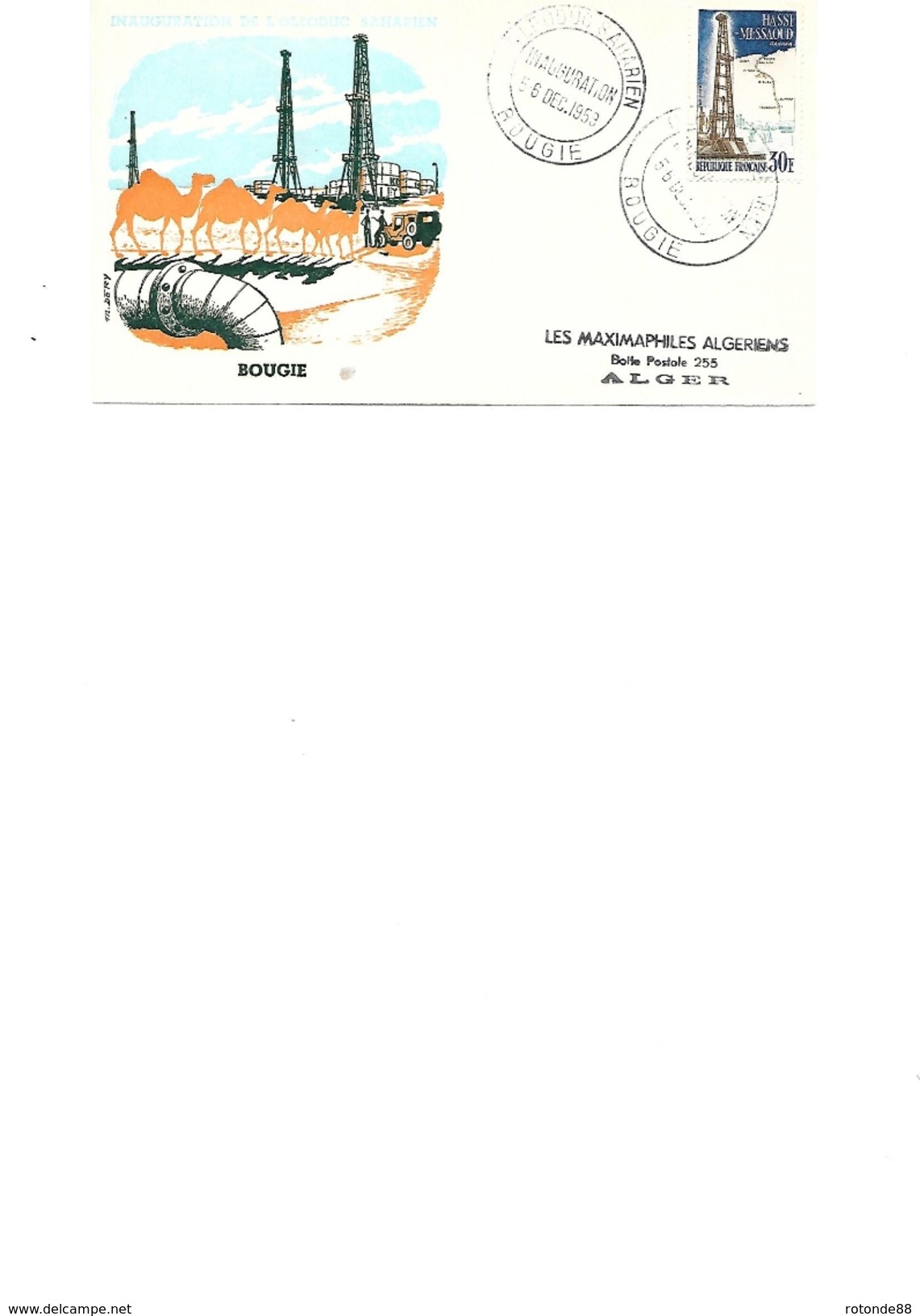 ALGERIE - BOUGIE6 5/6/12/1959 OLEODUC SAHARIEN - FDC