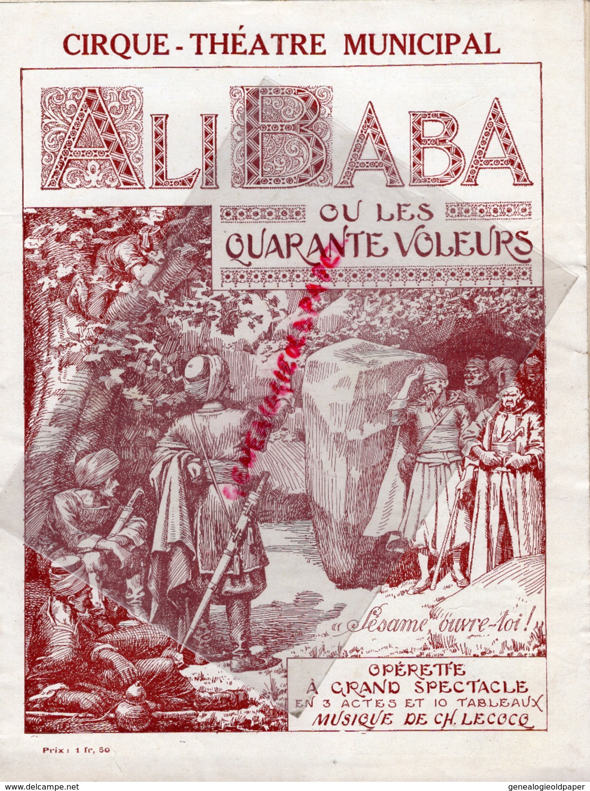 87 - LIMOGES - PROGRAMME CIRQUE THEATRE MUNICIPAL-ALI BABA OU LES 40 VOLEURS- LA VIERGE FOLLE- HENRI BATAILLE- 1927-1928 - Programme