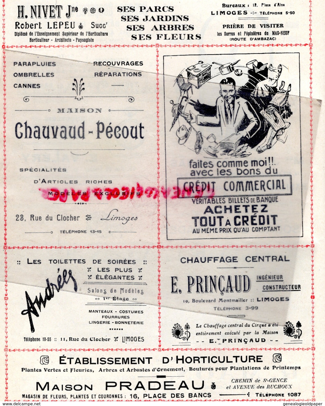 87 - LIMOGES - PROGRAMME CIRQUE THEATRE MUNICIPAL-ALI BABA OU LES 40 VOLEURS- LA VIERGE FOLLE- HENRI BATAILLE- 1927-1928