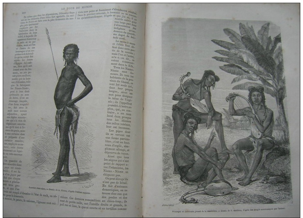 TOUR DU MONDE 1874: AU COEUR DE L'AFRIQUE/LES NIAMS-NIAMS/TATOUAGES/BIERE D'ELEUSINE/TABAC - Revistas - Antes 1900