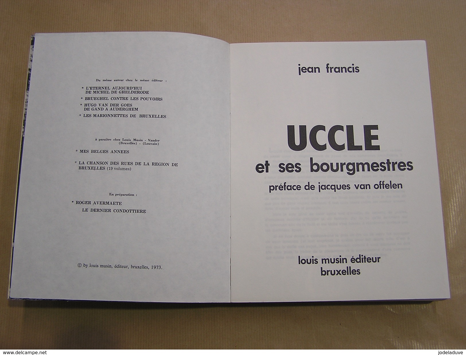 UCCLE ET SES BOURGMESTRES Jean Francis 1973 Régionalisme Histoire Folklore Ukkel Saint Job Carloo - Belgique