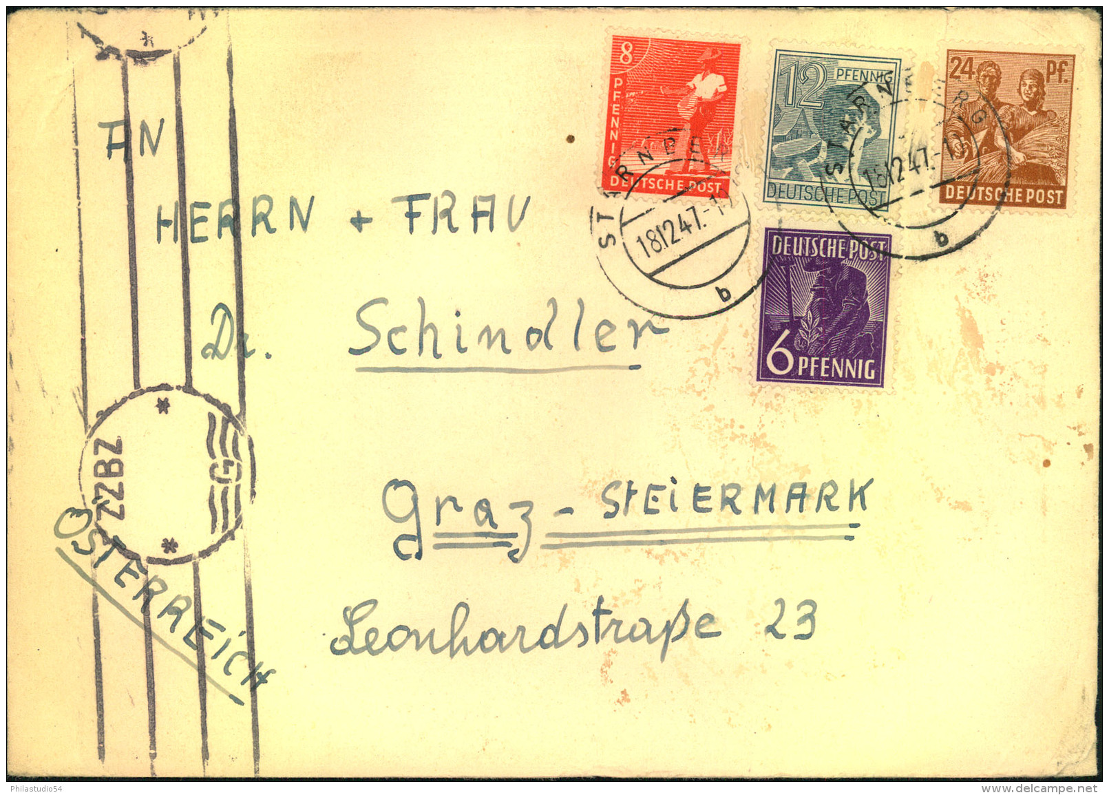 1947, Brief Ab STARNBERG Nach Graz Österreich Mit Mit Seltener Britischer Zensur "ZZBZ" =G=" - Lettres & Documents