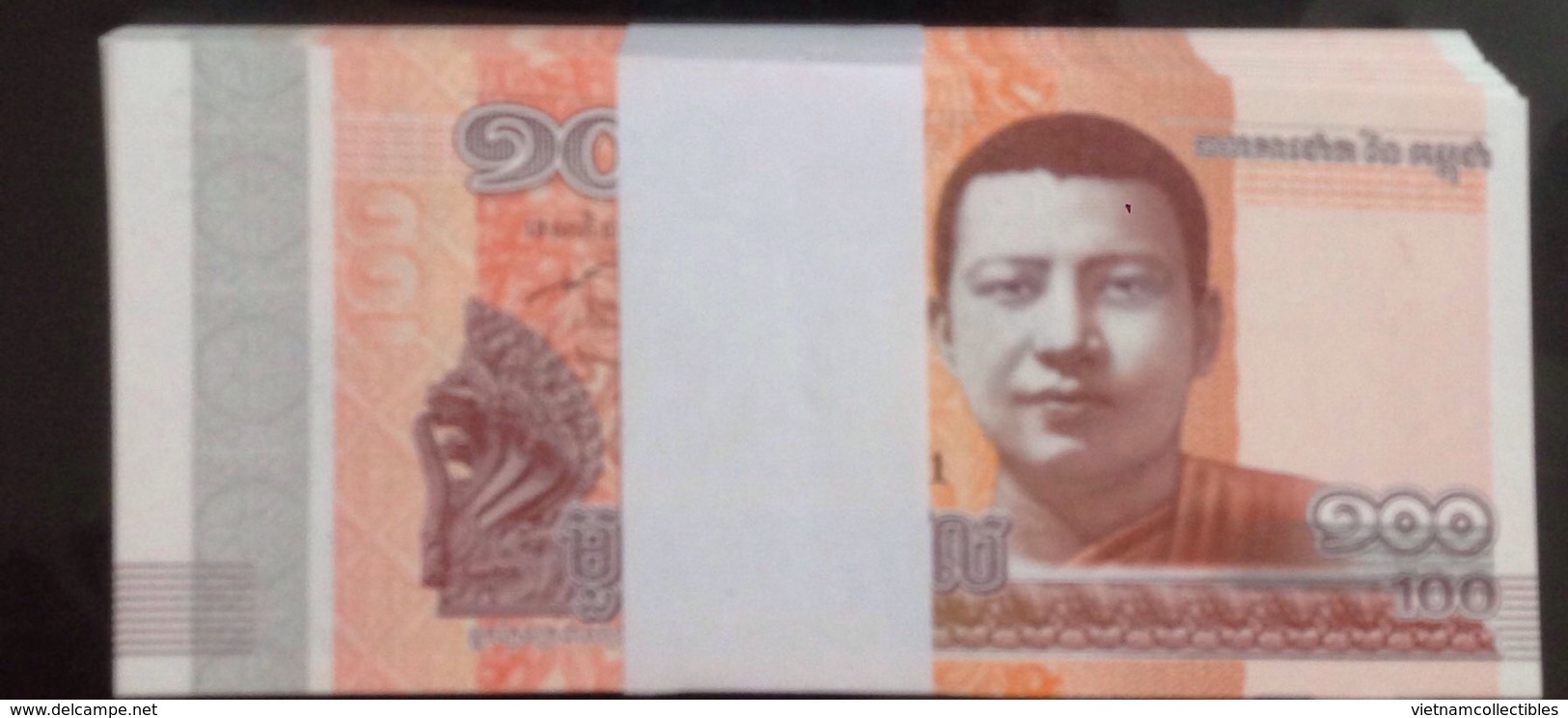 Lot Of 100 Cambodia Cambodge Kampuchea 100 Riels UNC Banknotes 2014 / 04 Images - Cambodia