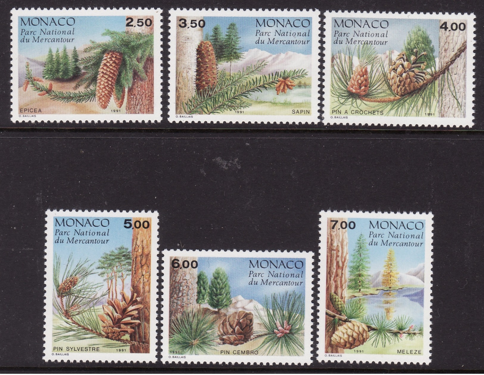 Monaco #1769-74 F-VF Mint NH ** Conifers - Trees