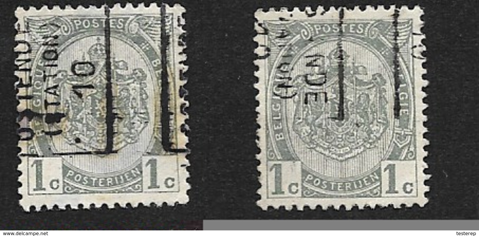 2 Preo 1910 Pos A & B   OSTENDE (STATION)  10 - Roller Precancels 1900-09