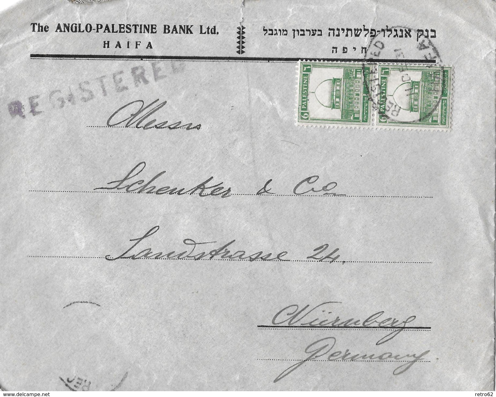 PALESTINA / Haifa Nach Nürnberg &rarr; Registered-Letter  1931 - Palestine