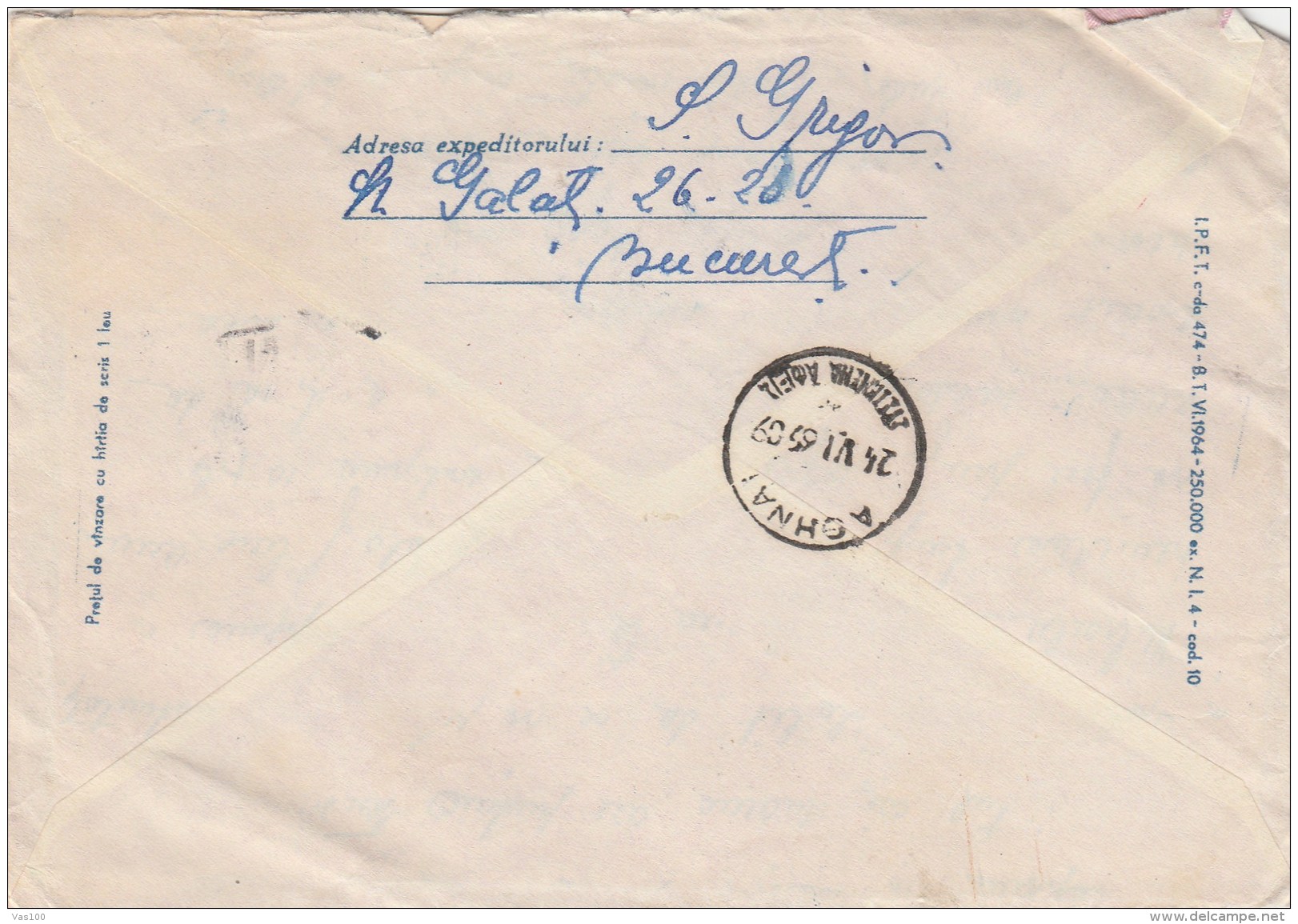 #BV6283  PLANE,SATELLITE,AIRMAIL REGISTERED COVER WITH STAMPS, USED, 1965,ROMANIA. - Lettres & Documents