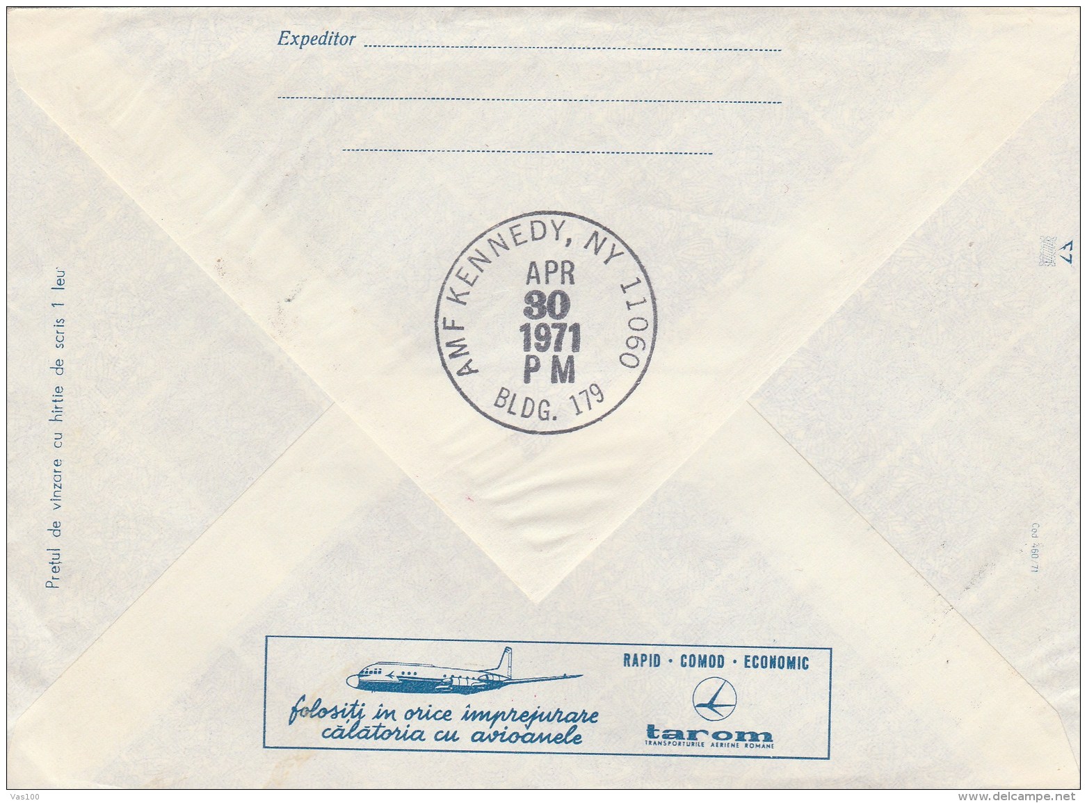 #BV6284  PLANE,FIRST FLIGHT,PANAM,NEW YORK,AIRMAIL COVER WITH STAMPS, 1971,ROMANIA. - Brieven En Documenten