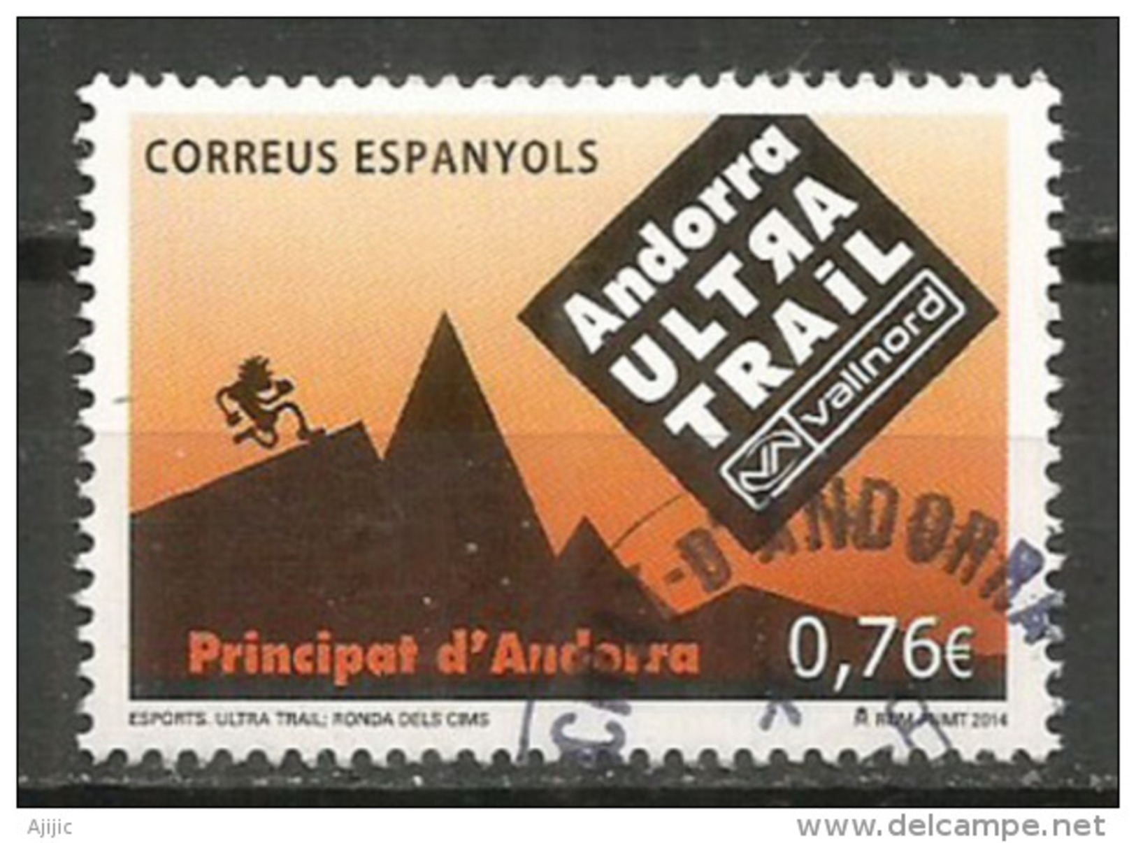 Andorra Ultra Trail Vallnord 2014, Un Timbre Oblitéré, 1 ère Qualité, Cachet Rond - Used Stamps