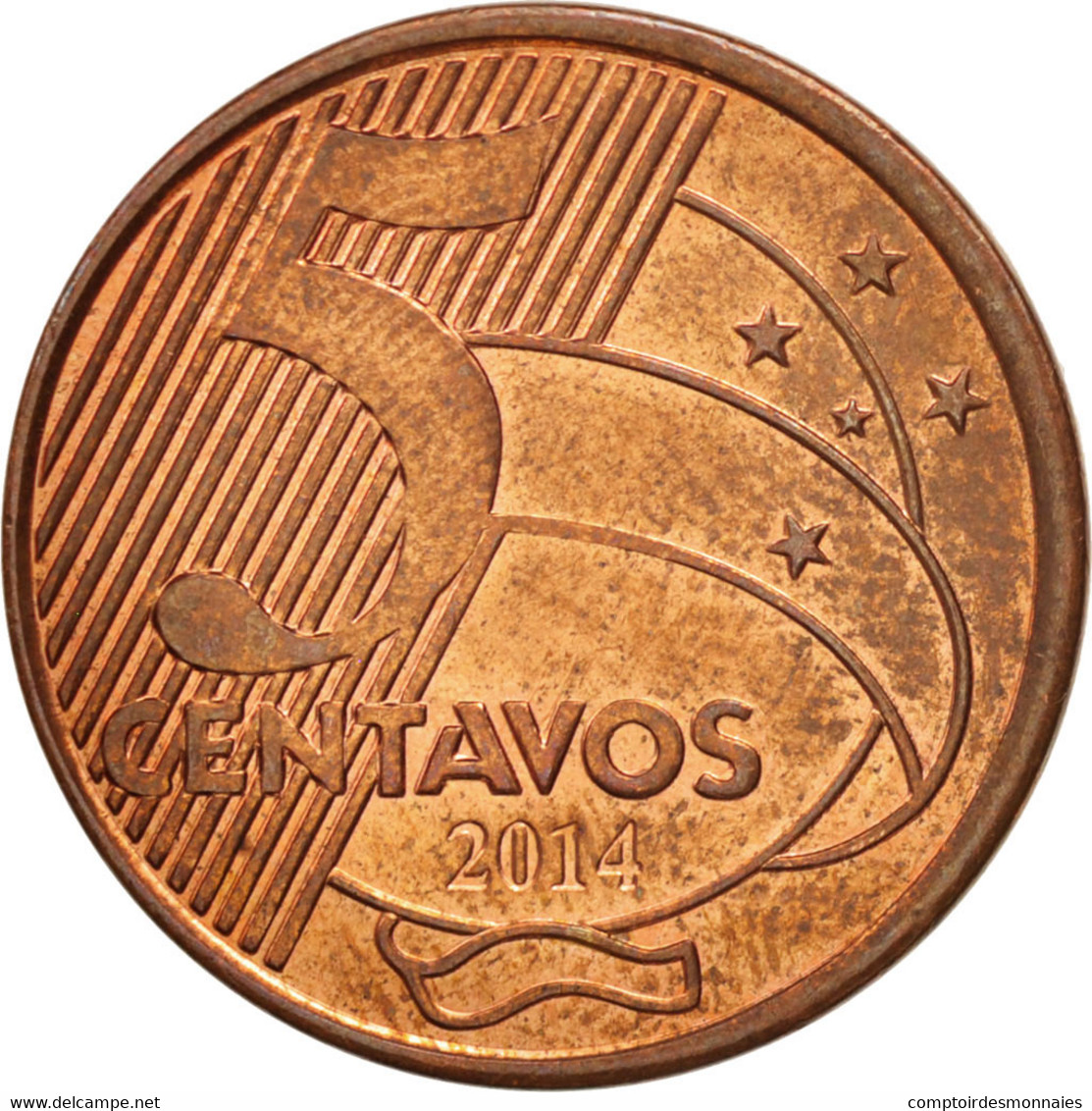Monnaie, Brésil, 5 Centavos, 2014, TTB+, Bronze Plated Steel - Brésil