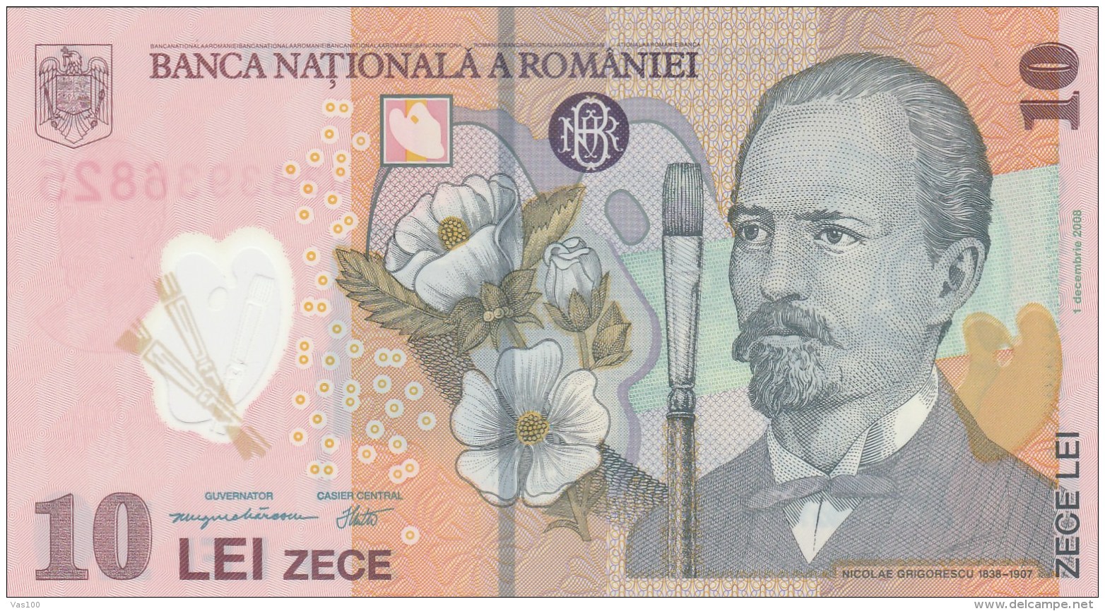 10 LEI X 2, CONSECUTIVE SERIES, 2008, PLASTIC BANKNOTE, ROMANIA. - Roumanie