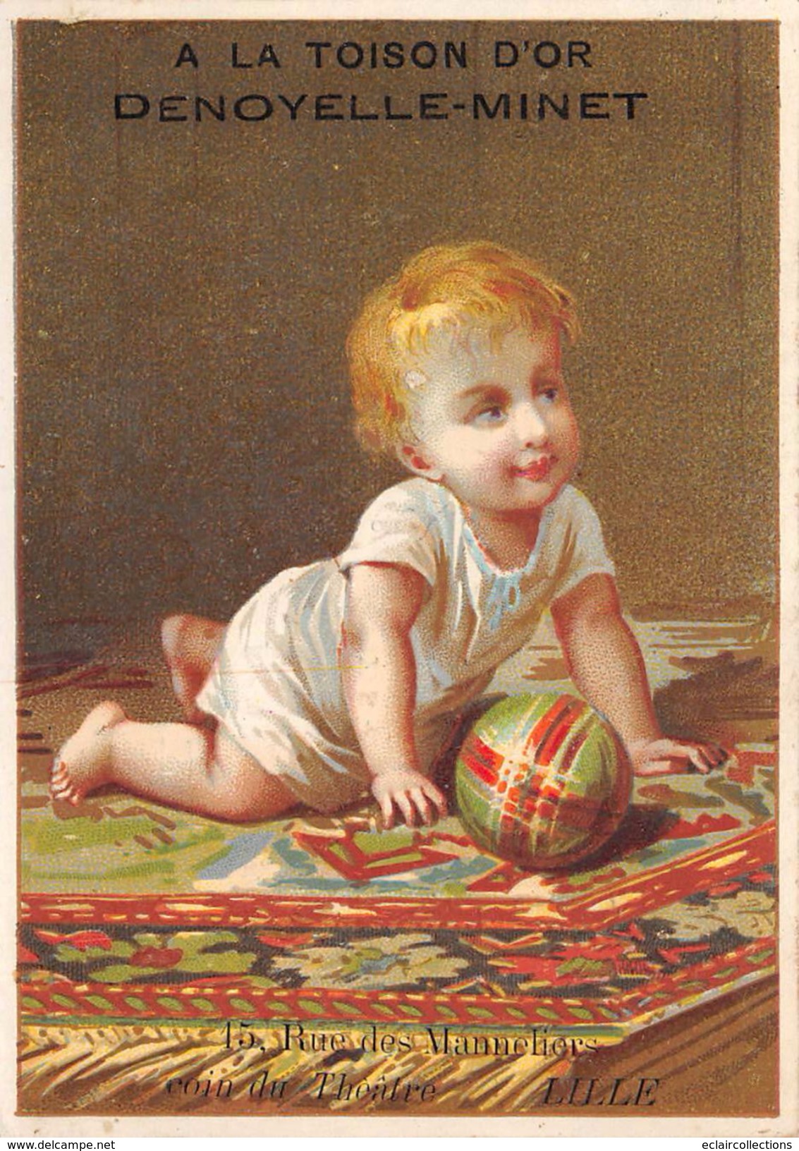 Image Chromo    11,5 X 8.   Mercerie A La Toison D'Or Lille  Jeune Enfant Et Ballon  (voir Scan) - Otros & Sin Clasificación