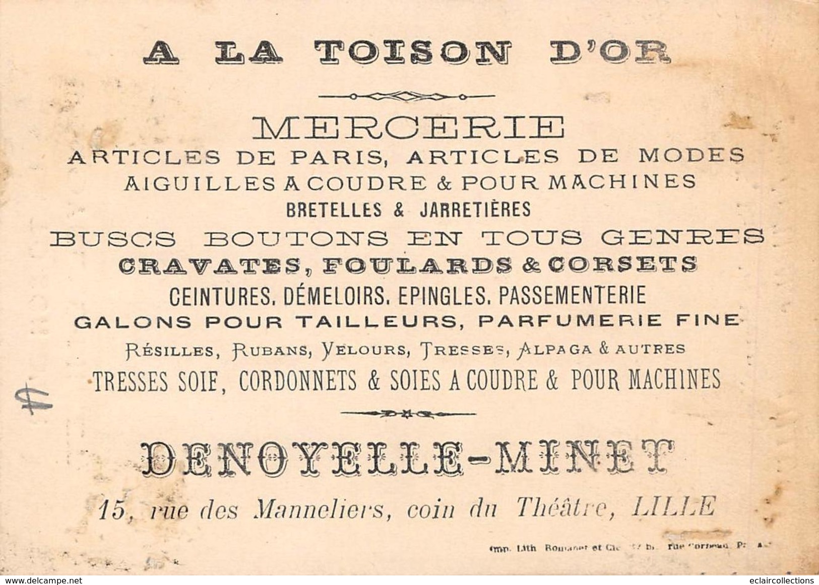 Image Chromo    11,5 X 8.   Mercerie A La Toison D'Or Lille  Jeune Enfant Et Ballon  (voir Scan) - Otros & Sin Clasificación