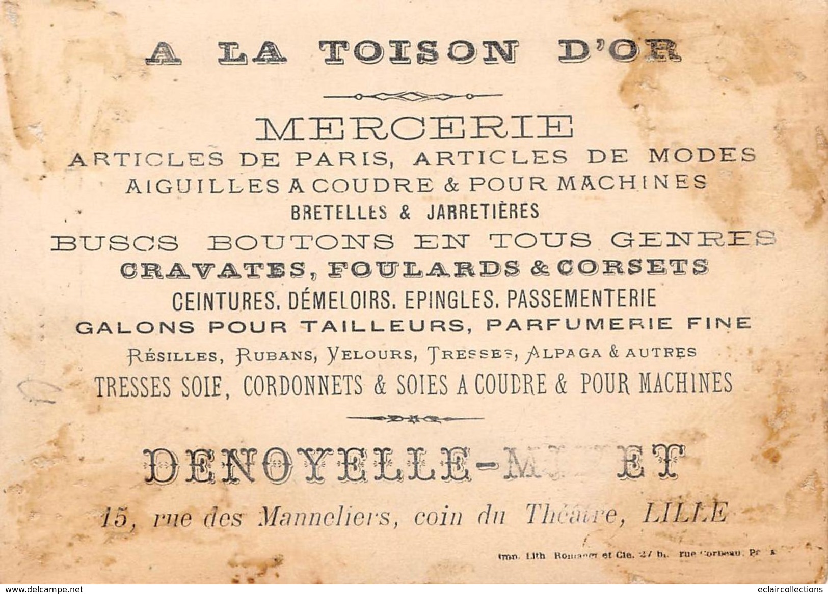 Image Chromo    11,5 X 8.   Mercerie A La Toison D'Or Lille  Jeune Enfant Lavant Sa Poupée  (voir Scan) - Otros & Sin Clasificación