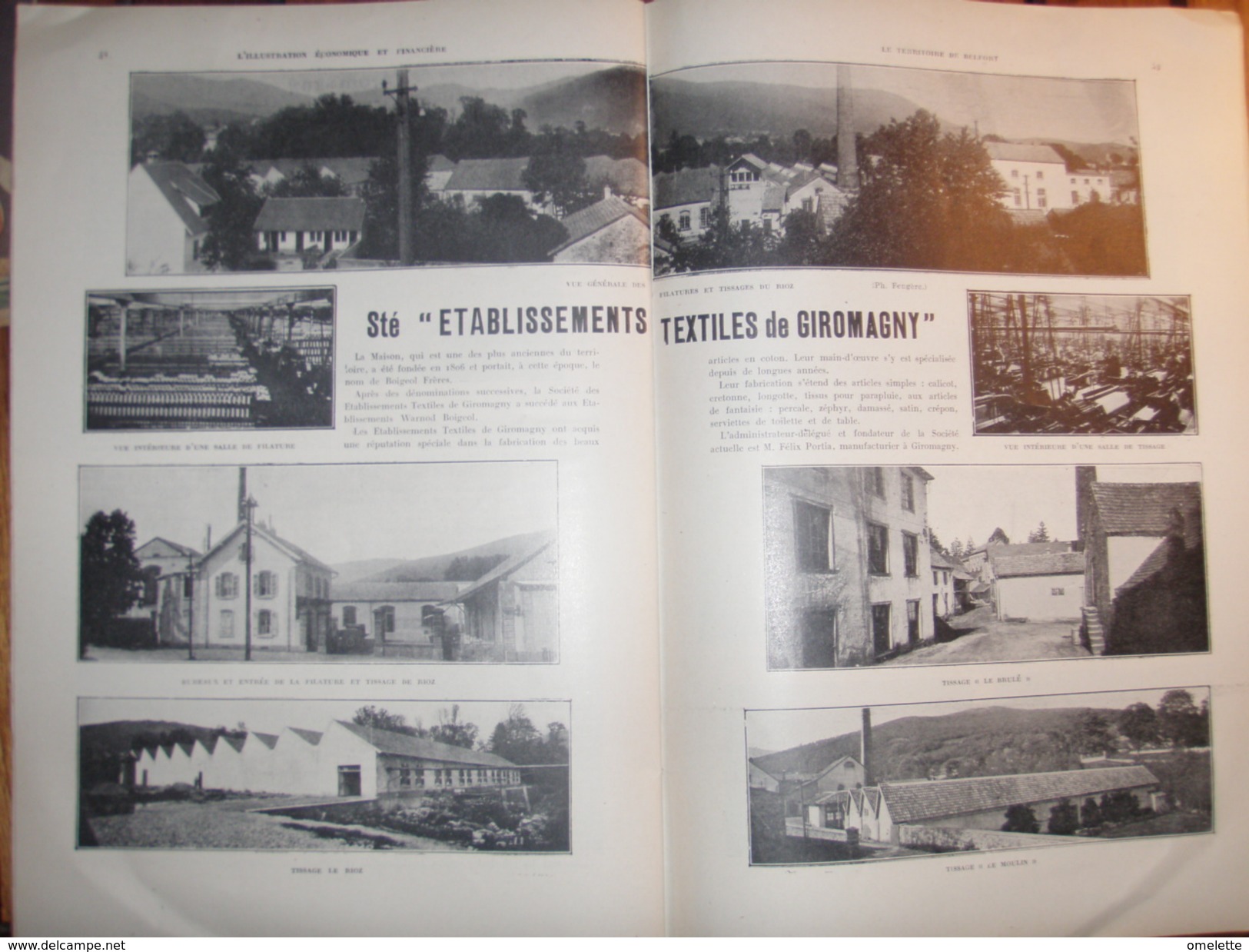 TERRITOIRE BELFORT GIROMAGNY/ D.M.C/ RUBANS /JAPY /ILLUSTRATION ECONOMIQUE FINANCIERE - 1900 - 1949