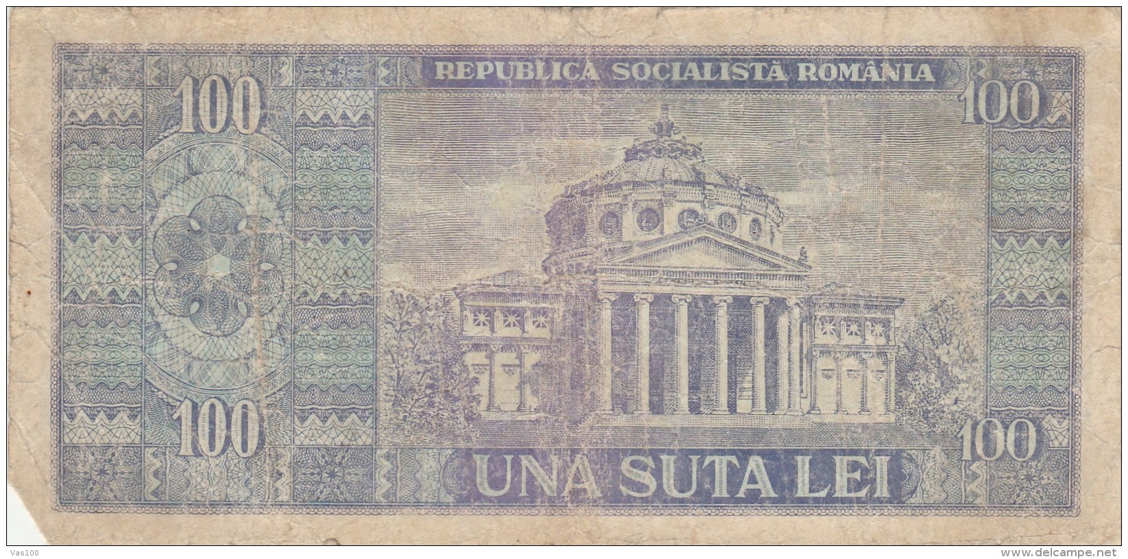 100 LEI, NICOLAE BALCESCU, SOCIALIST REPUBLIC OF ROMANIA,1966,ROMANIA. - Rumänien