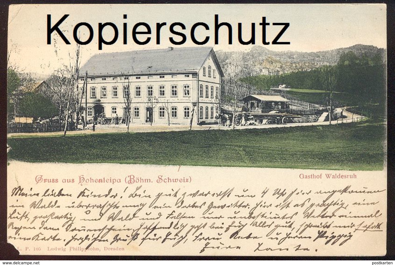 ALTE POSTKARTE GRUSS AUS HOHENLEIPA GASTHOF WALDESRUH Vysoka Lipa Böhmische Schweiz Böhmen Ceska Sudeten Boehmen AK Cpa - Sudeten