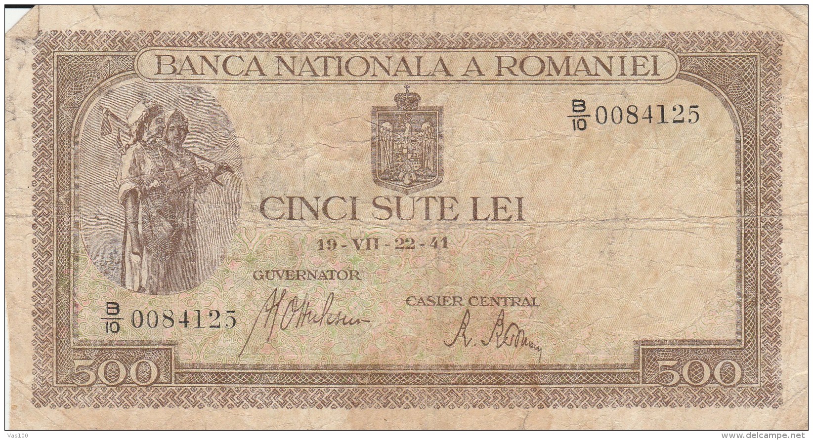 500 LEI, 1941, PAPER BANKNOTE,ROMANIA. - Rumania