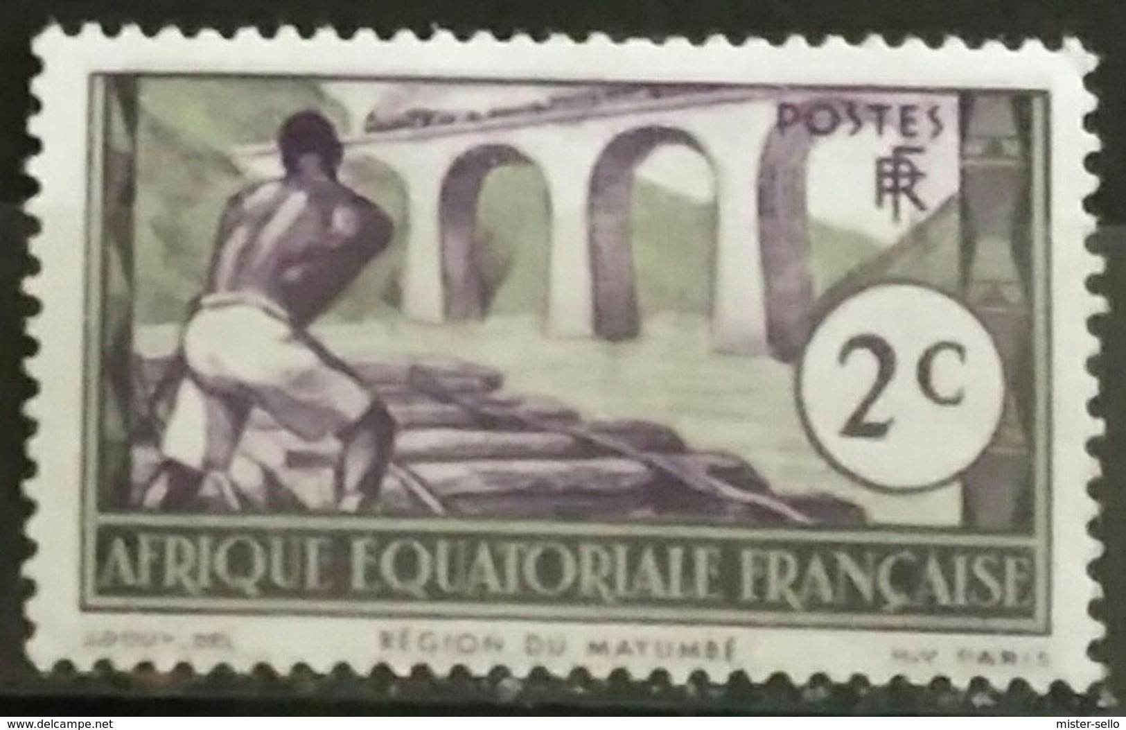 AFRICA ECUATORIAL FRANCESA 1937 Definitive Issues - Logging On Loeme River. NUEVO - MH* - Nuevos