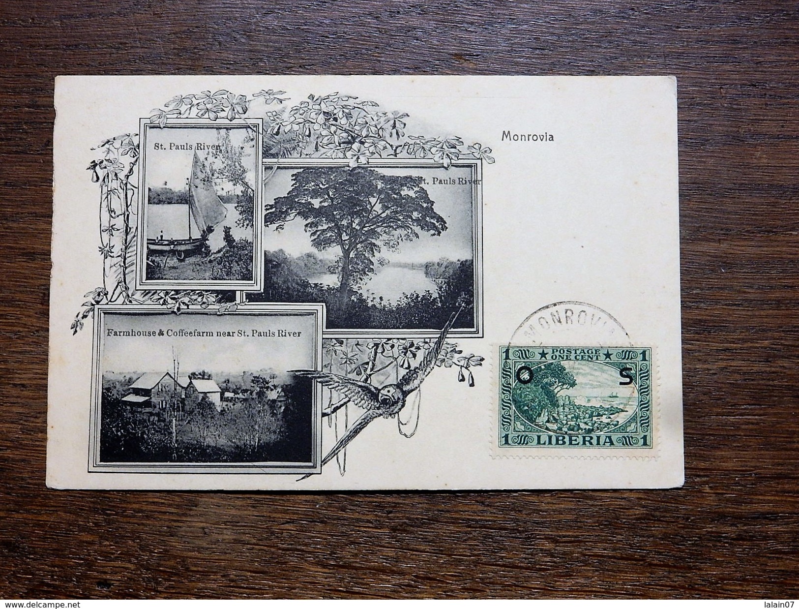 LIBERIA : MONROVIA : 3 Views : St-Pauls River, Farmhouse & Coffefarm Near St Pauls River, Stamp 1924 - Liberia