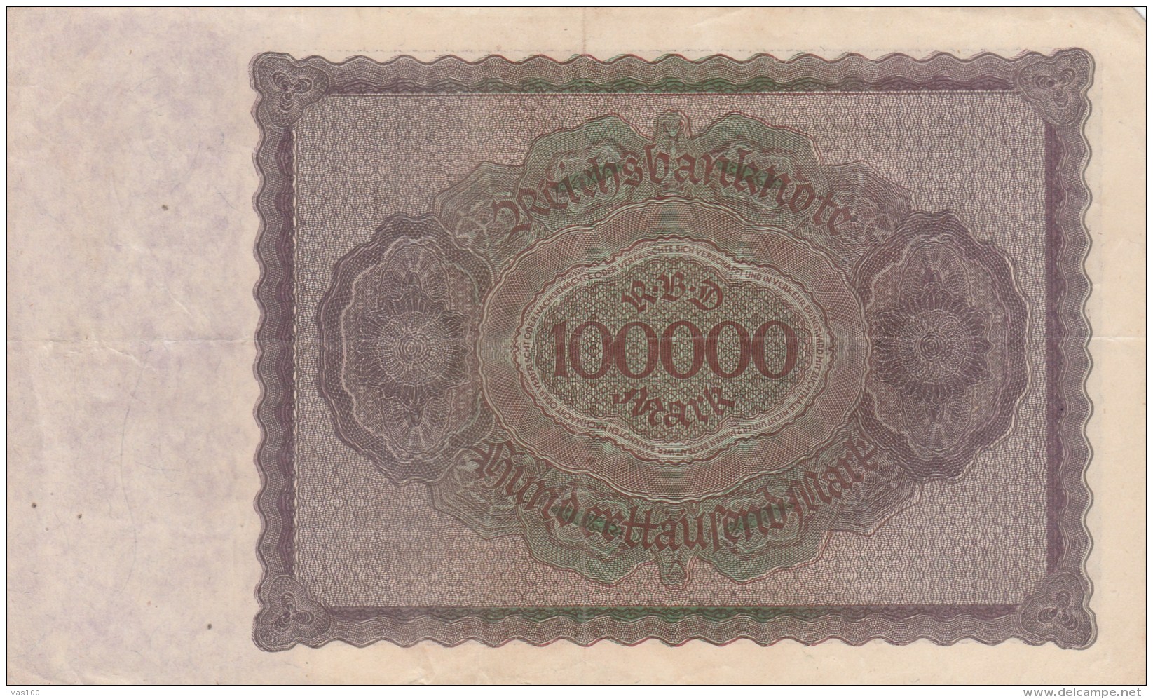 100.000 MARK, REICHSBANKNOTE, 1923, PAPER BANKNOTE, GERMANY. - 100.000 Mark