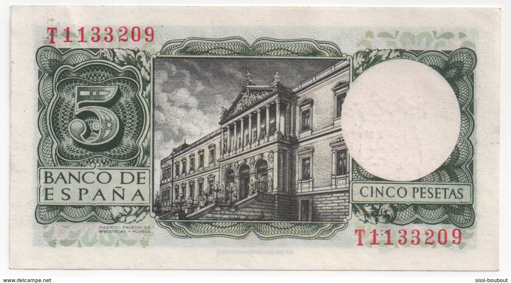 Billet De Banque ESPAGNE - 5 Pesetas De 1954  - NEUF - Sans Pliure, Tâche, Trou... - 5 Peseten