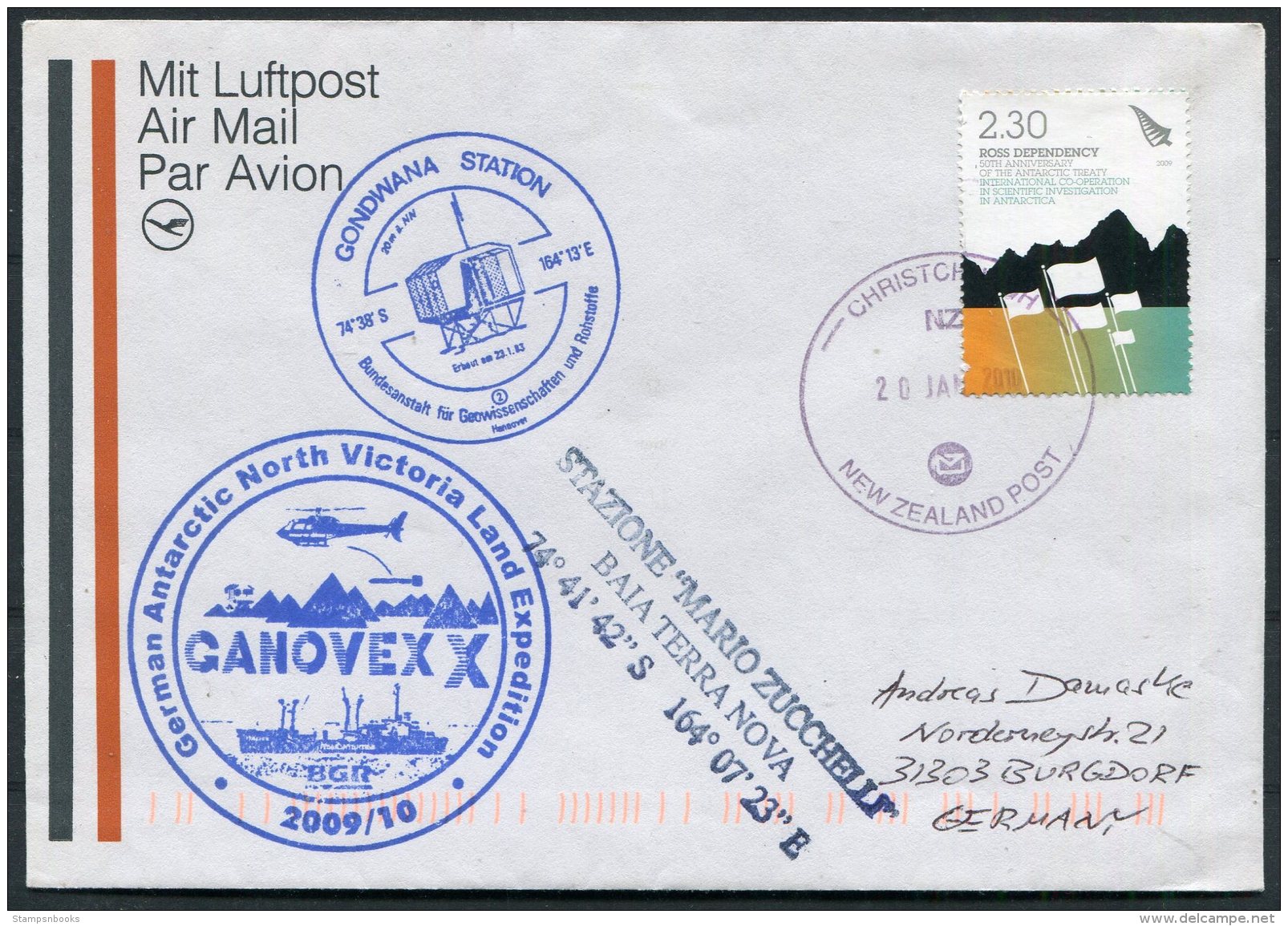 2010 Ross Dependency Gondwana Station, GANOVEX Germany Antarctic Expedition Helicopter Cover - Covers & Documents