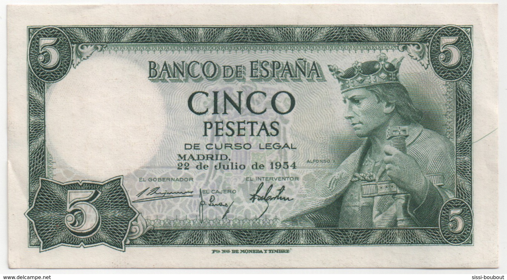 Billet De Banque ESPAGNE - 5 Pesetas De 1954  - NEUF - Sans Pliure, Tâche, Trou... - 5 Peseten