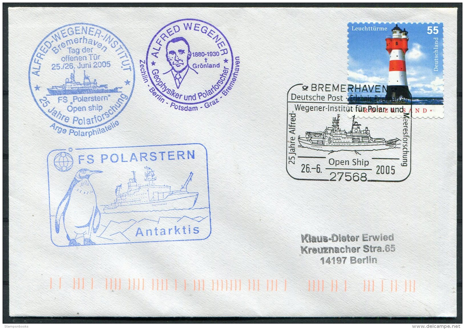 2005 Germany Bremerhaven. Alfred Wegener. POLARSTERN Ship Polar Greenland Expedition Penguin Cover - Polar Ships & Icebreakers