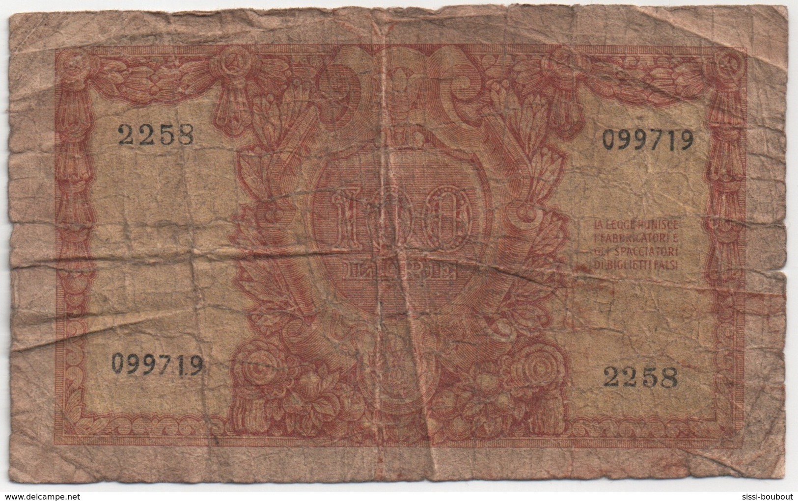 Billet De Banque ITALIE - 100 Lire De 1951 - 100 Liras