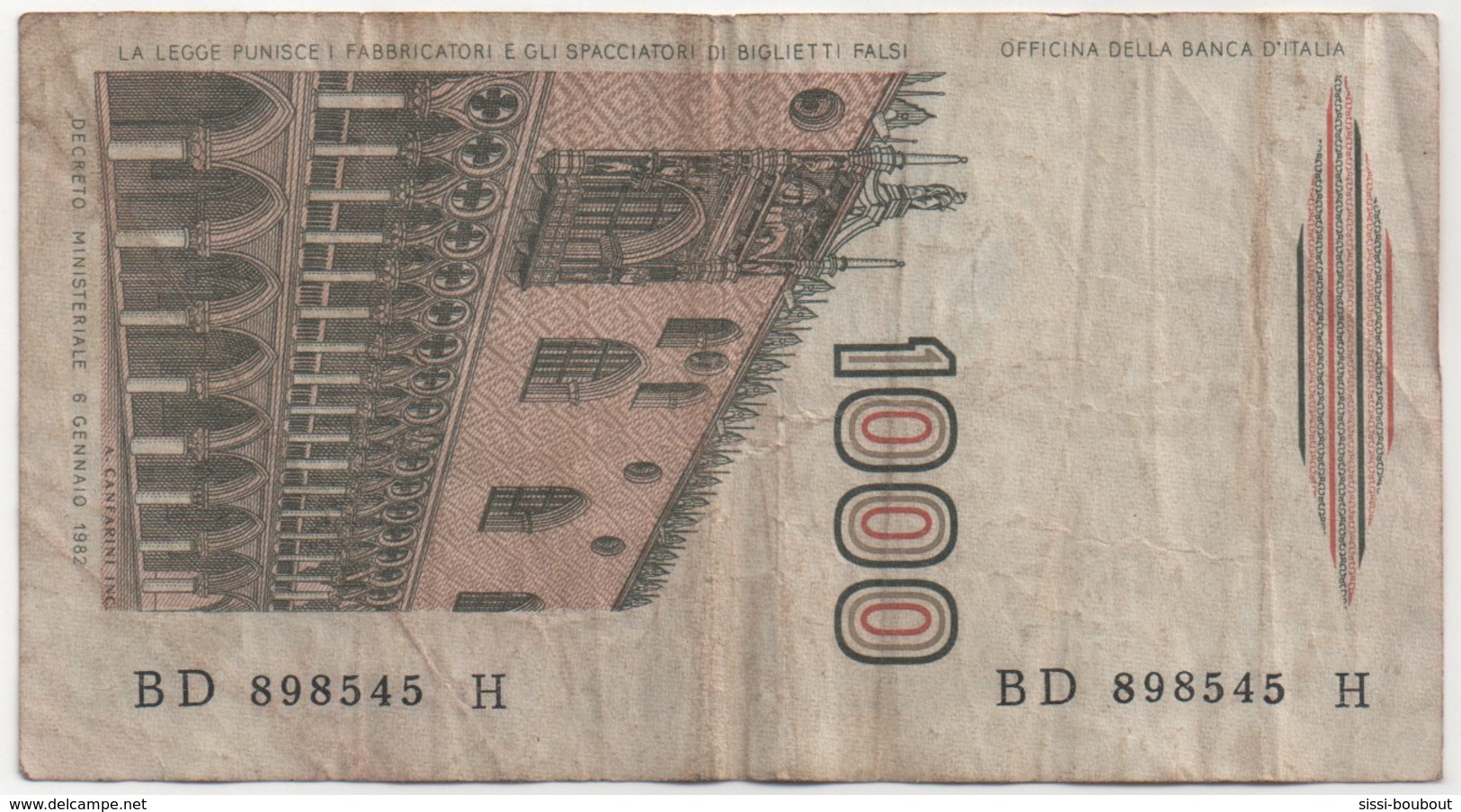 Billet De Banque ITALIE - 1000 Lire De 1982 - 1000 Lire