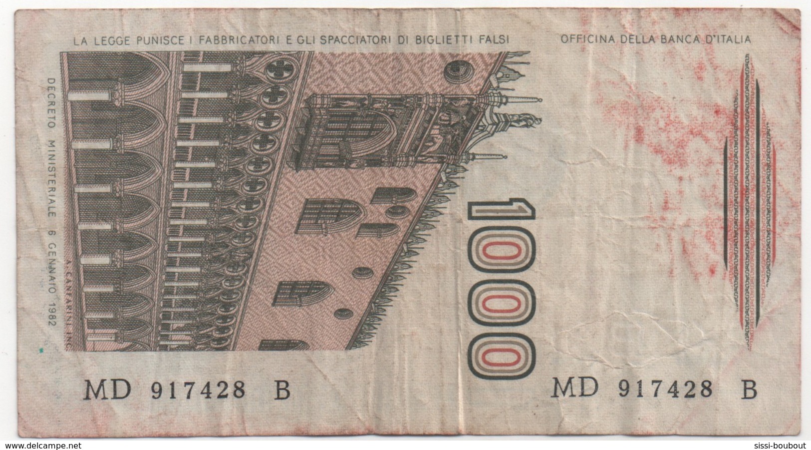Billet De Banque ITALIE - 1000 Lire De 1982 - 1000 Liras