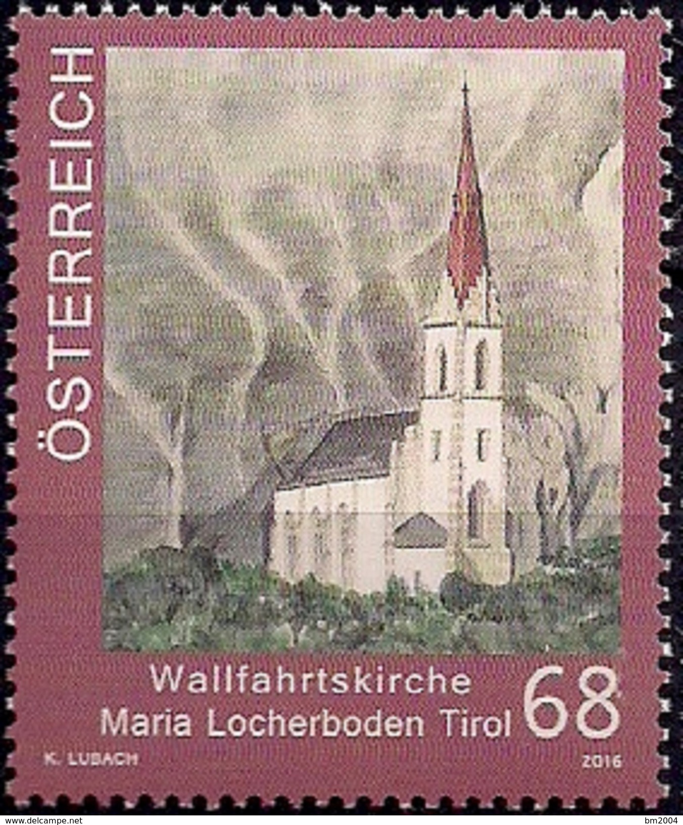 2016 Austria Mi. 3287**MNH   Wallfahrtskirche Maria Locherboden, Mötz - Neufs