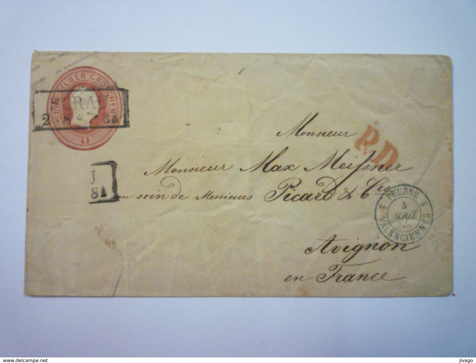 ENVELOPPE (ENTIER POSTAL) Au Départ De  PRUSSE  à Destination De AVIGNON  1860  X - Postal  Stationery