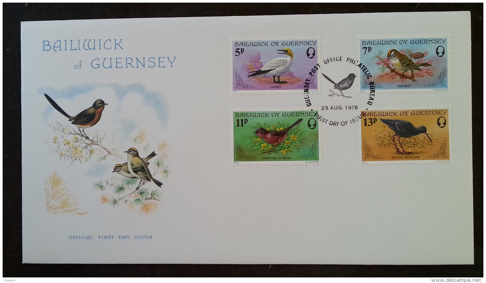 GUERNESEY - FDC 1978 - YT N°160 à 163 - OISEAUX / FAUNE - Guernesey