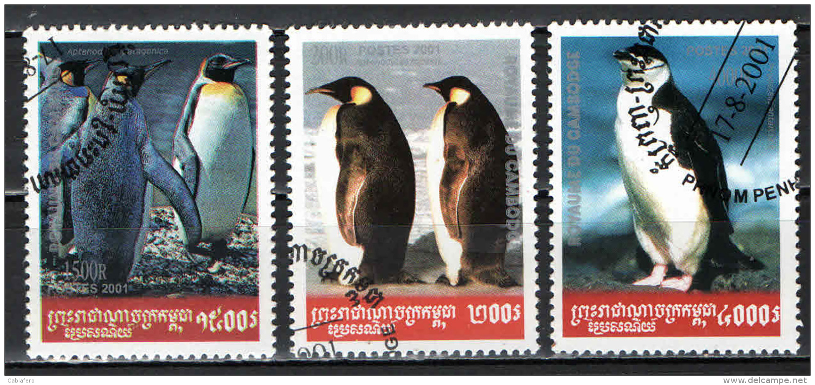 CAMBOGIA - 2001 - PINGUINI - USATI - Cambodja