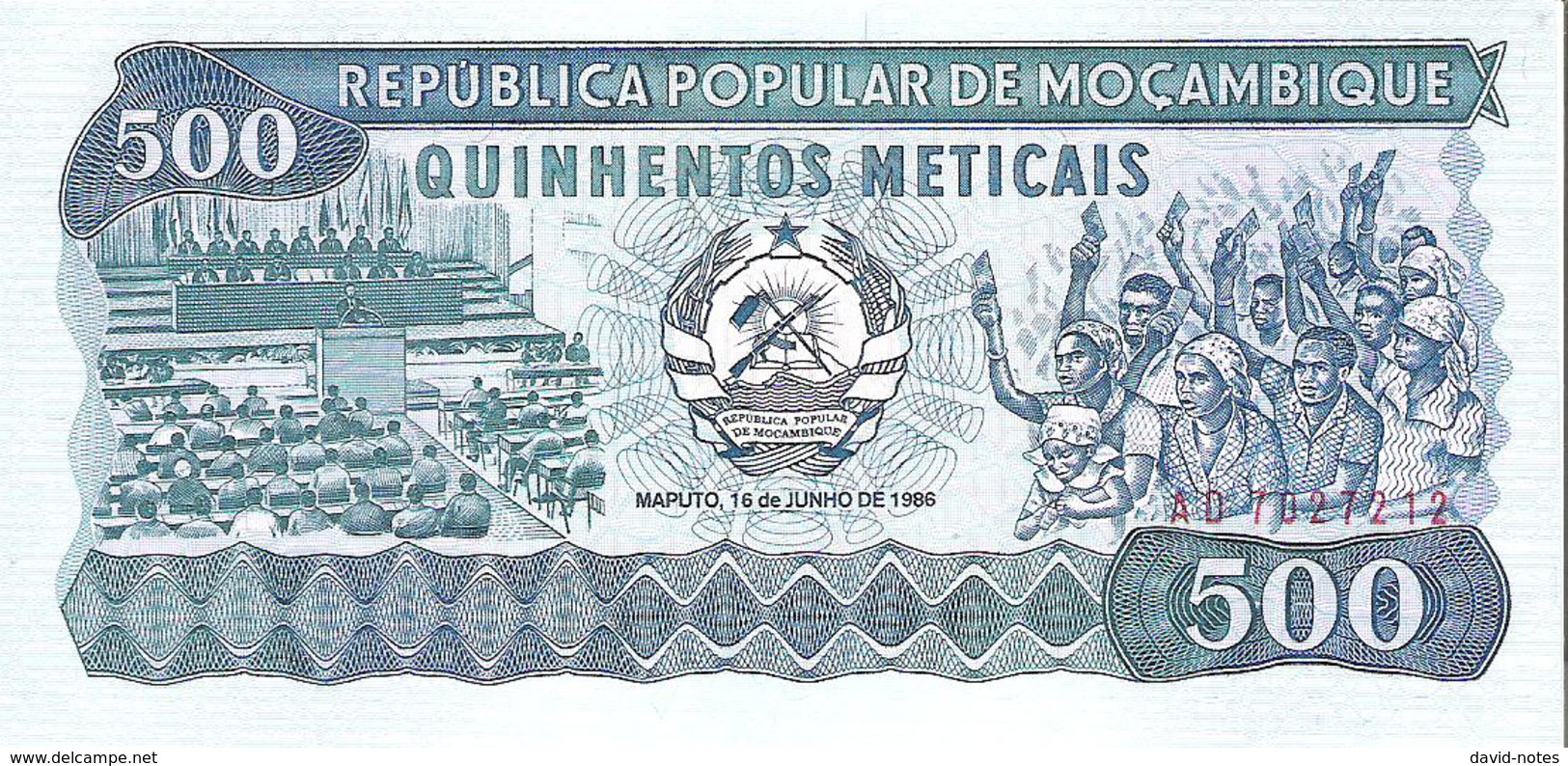 Mozambique - Pick 131b - 500 Meticais 1986 - Unc - Mozambique