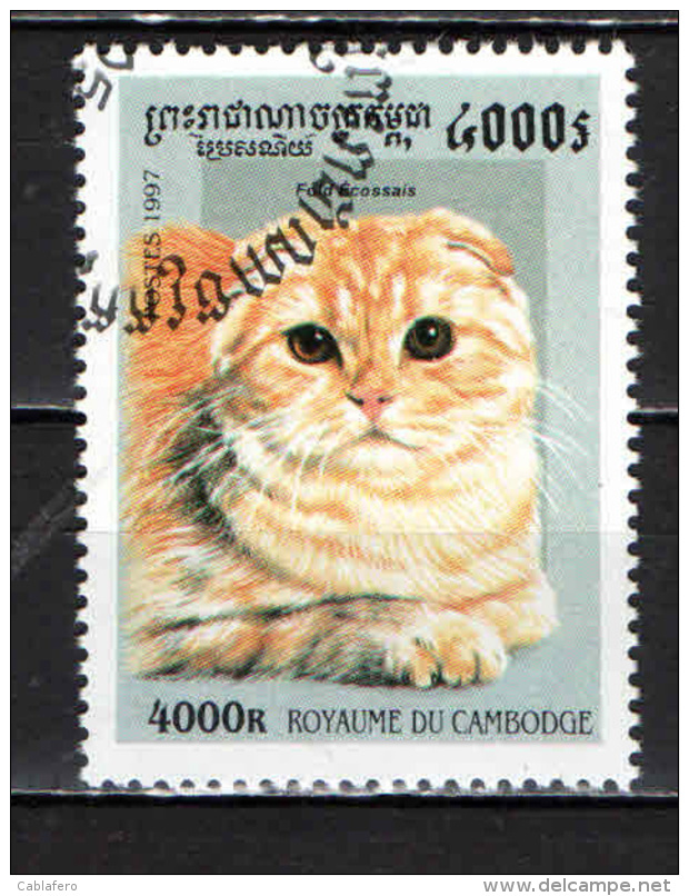 CAMBOGIA - 1997 - GATTO DOMESTICO - CAT - USATO - Kambodscha