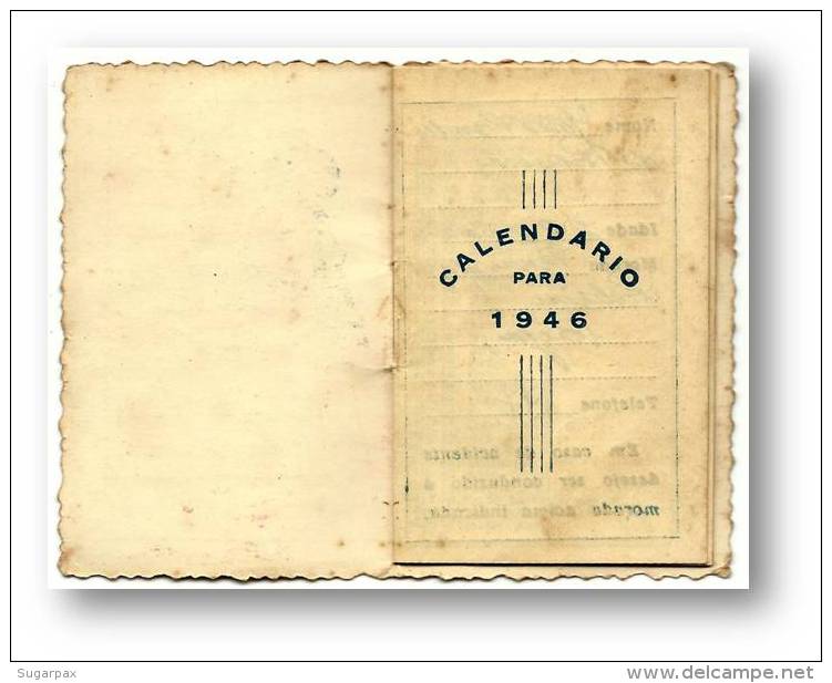 Papelaria Correia - 1946 Pocket Calendar - Beja Portugal - 6 Scans - Petit Format : 1941-60